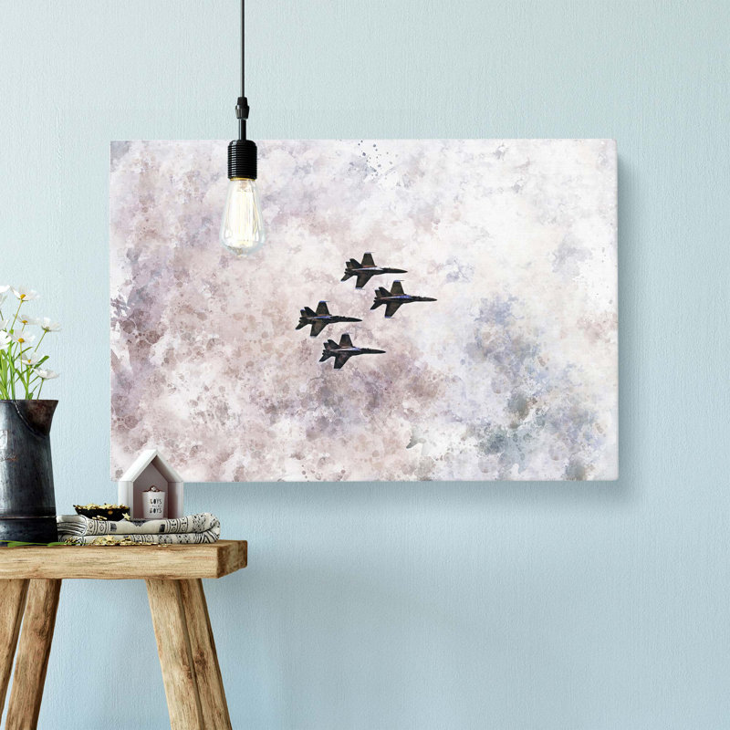 Colourful Jets In Flight In Abstract - Wrapped Canvas Painting, 40cm H x 60cm W 