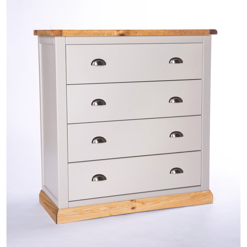Humberto 90cm W 4 - Drawer Chest of Drawers, Grey/Wood, Chrome