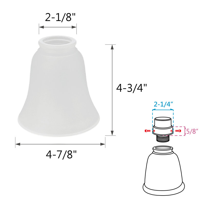 Abat-jour de ventilateur de plafond en verre givré H 4,625 po x 4,75 po Analynn