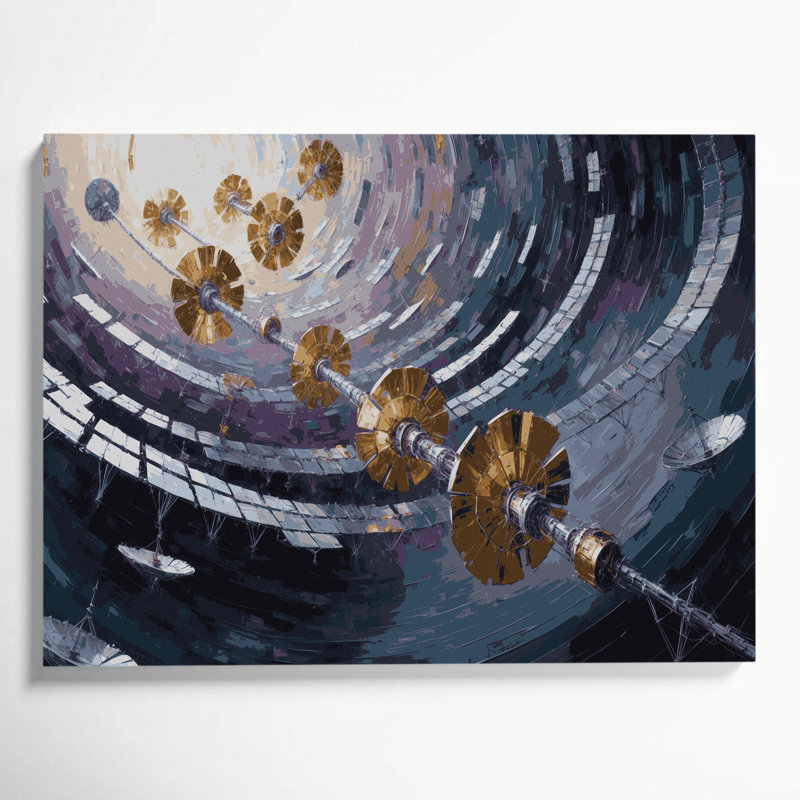 Art mural sur toile gris Sci Fi, H 24 po x l 36 po