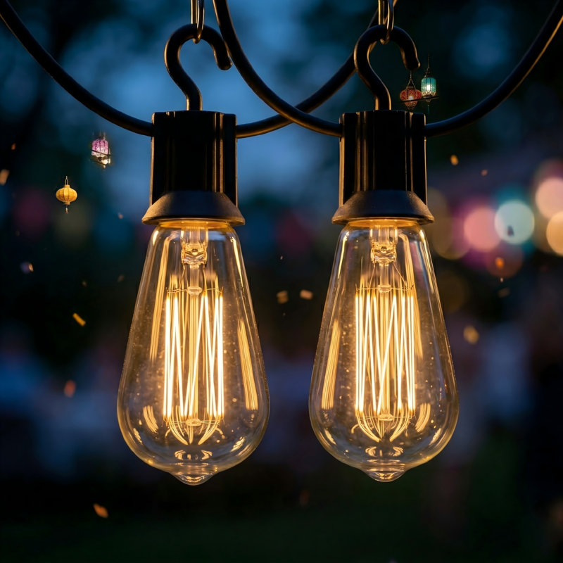 100ft Heavy-duty St38 String Lights With 24 Edison Bulbs And Hooks - Weatherproof Outdoor Lighting For Backyard & Garden