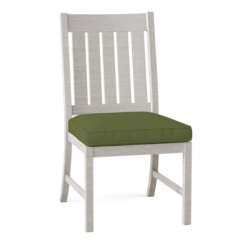 Club Patio Dining Side Chair with Cushions, Welt, Oyster, Linen Forest