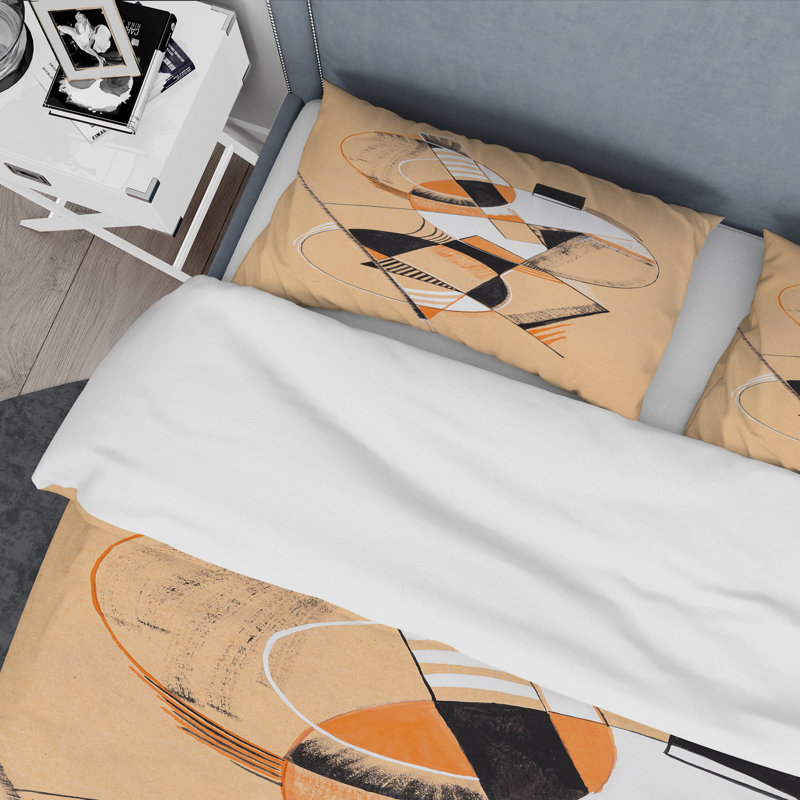 Coloured Geometric Abstract Compositions V - Ensemble de housse de couette moderne - Microfibre de polyester