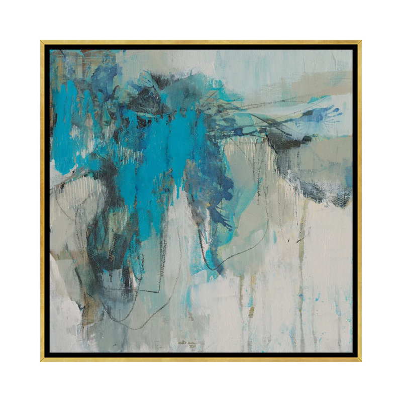 Painterly Teal II - reproduction d'art murale - toile encadrée, H 26 po x l 26 po, Toile à cadre flottant sans passe-partout