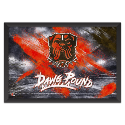 Sporticulture NFL Cleveland Browns - Affiche encadrée avec logo de l'équipe, 68,5 x 99 cm (27 x 39 pouces), style pinceau. Décoration murale idéale pour les amateurs de football américain.