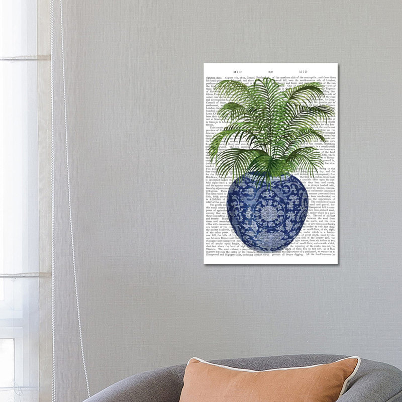 «Chinoiserie Vase 6, with Plant Book» par Fab Funky - impression sur toile tendue, H 26 po x l 18 po x 1,5 po