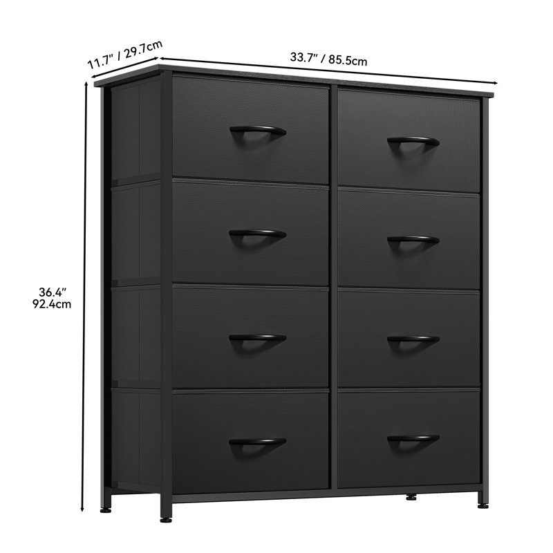Commode double 8 tiroirs Kathiria, Noir / brun rouille