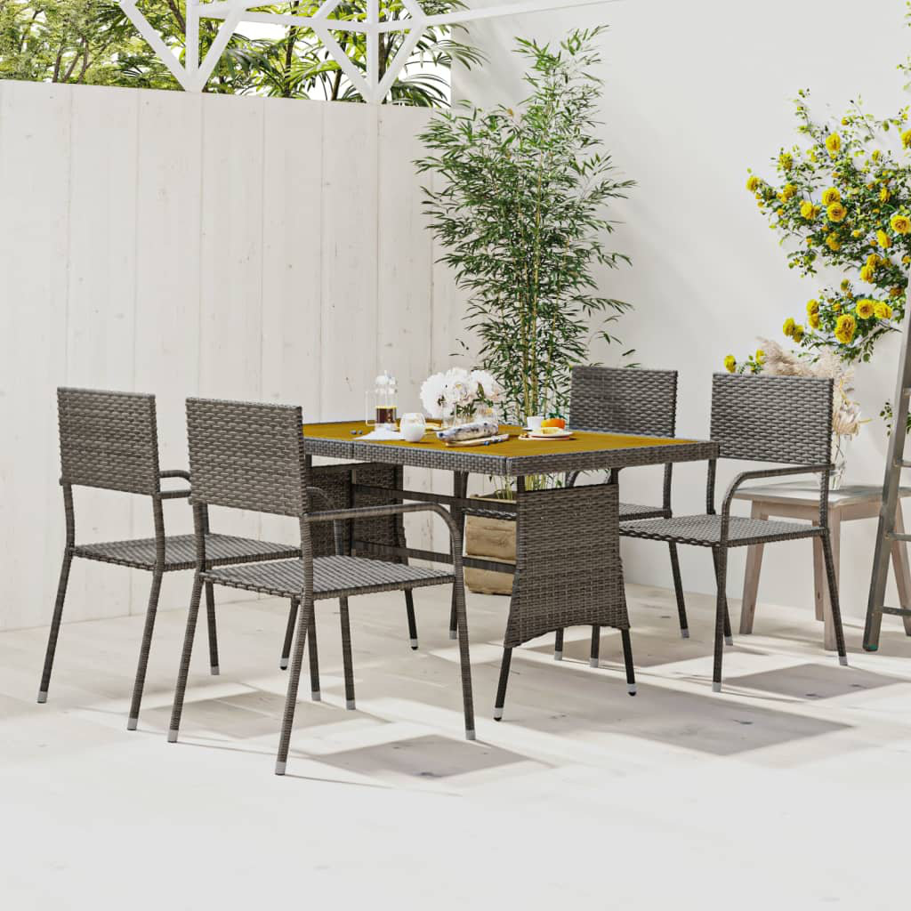 17 Stories 5 Piece Outdoor Dining Set Poly Rattan Black | Wayfair.co.uk