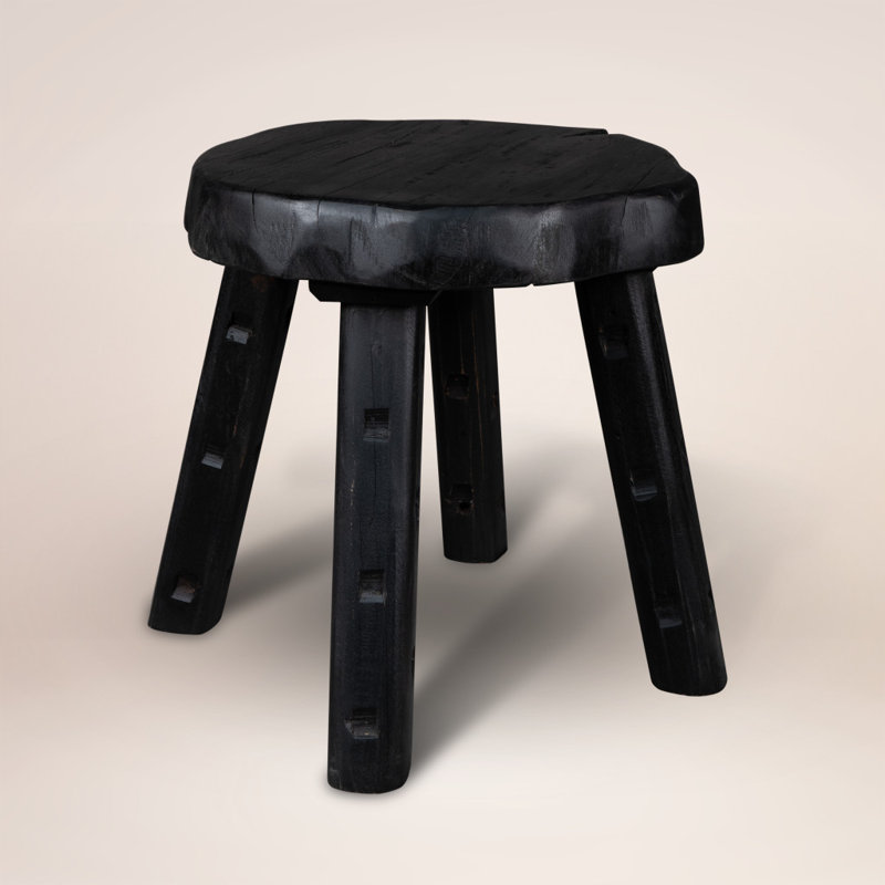 19" Black Solid Wood Round End Table