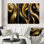 Abstrait or liquide et tourbillon noir I - spirales abstraites, ensemble de 3 pièces
