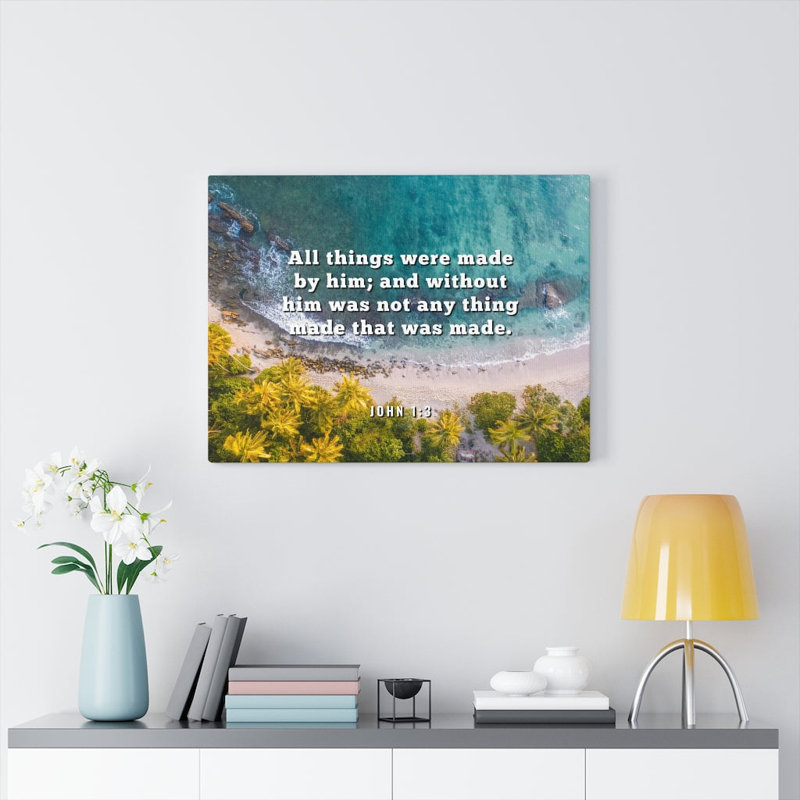 «All Things John 1: 3 Christian», impression murale verset de la Bible prêt à être accroché, H 18 po x l 24 po