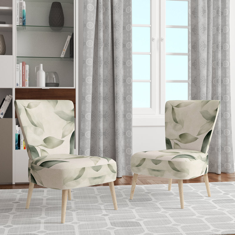 Chaise d'appoint Leaves - Chaise d'appoint douce sauge Leaves III, Side Chair Armless