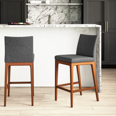 Upholstered Counter Stool with Solid Wood Frame
