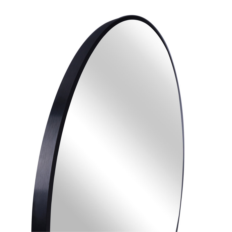 Mensaidas Round Aluminum Frame Mirror, Black, 24" x 24"