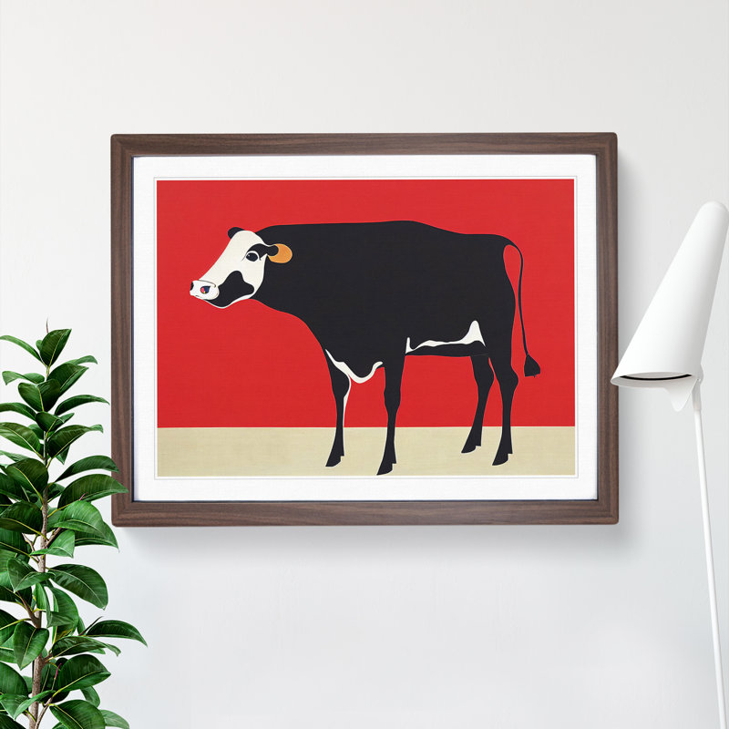 Beauteous Cow Abstract - Single Picture Frame Print, 34cm H x 46cm W x 2cm D, Walnut Framed