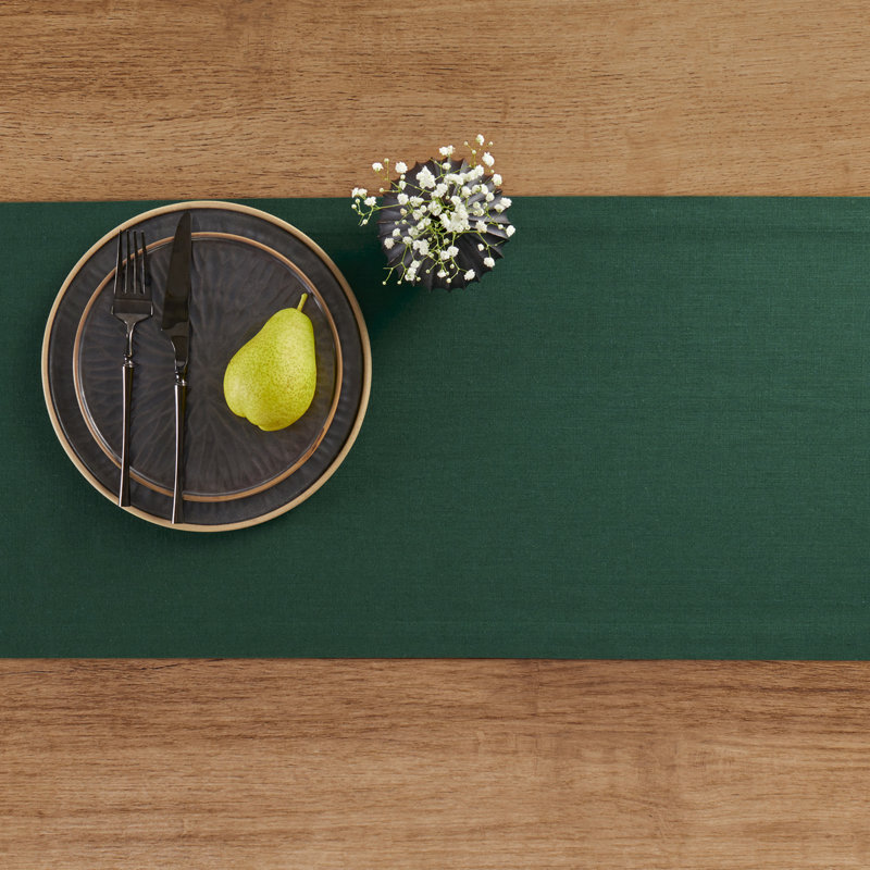 Diana - 100% Pure Linen Table Runner, 90" x 14", Evergreen