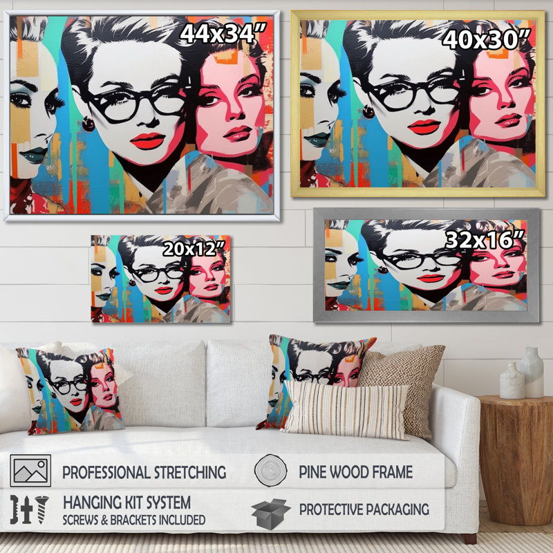 Portrait de femme rétro des années 1950 II, H 12 po x l 20 po x P 1 po, Toile tendue