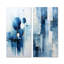 «Blue and White Nautical Shapes I - Coastal Minimalisme», ensemble de 2 reproductions d'art mural en métal-767782303