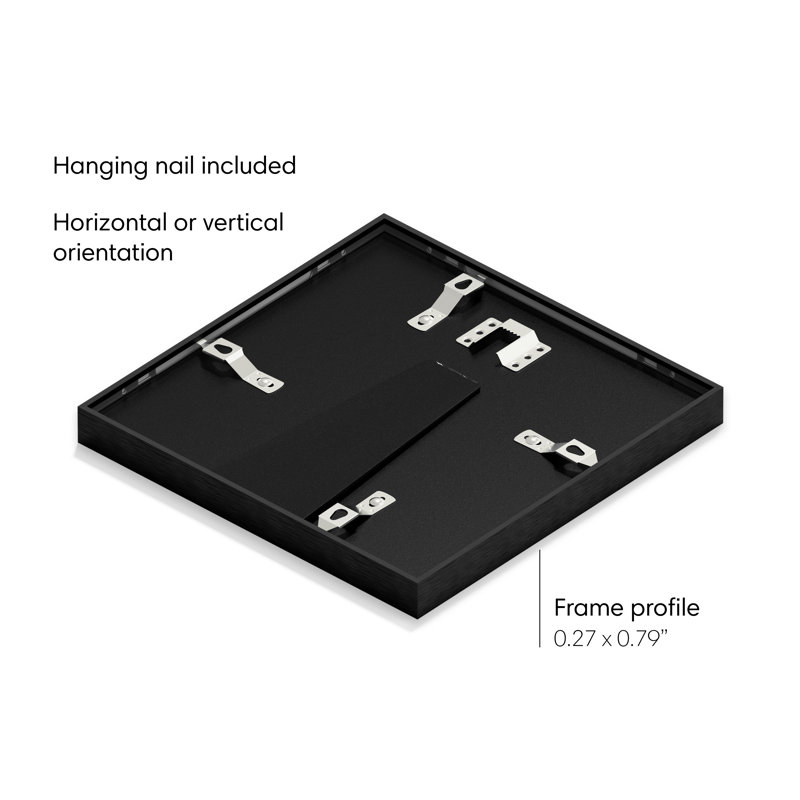 Black Aluminum 8x8 Square Picture Frame with Glass