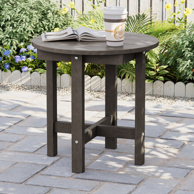 All-Weather HDPE Patio End Table, Easy Maintenance Small Outdoor Table, Fade-Resistant Side Table for Backyard, Pool, Porch 