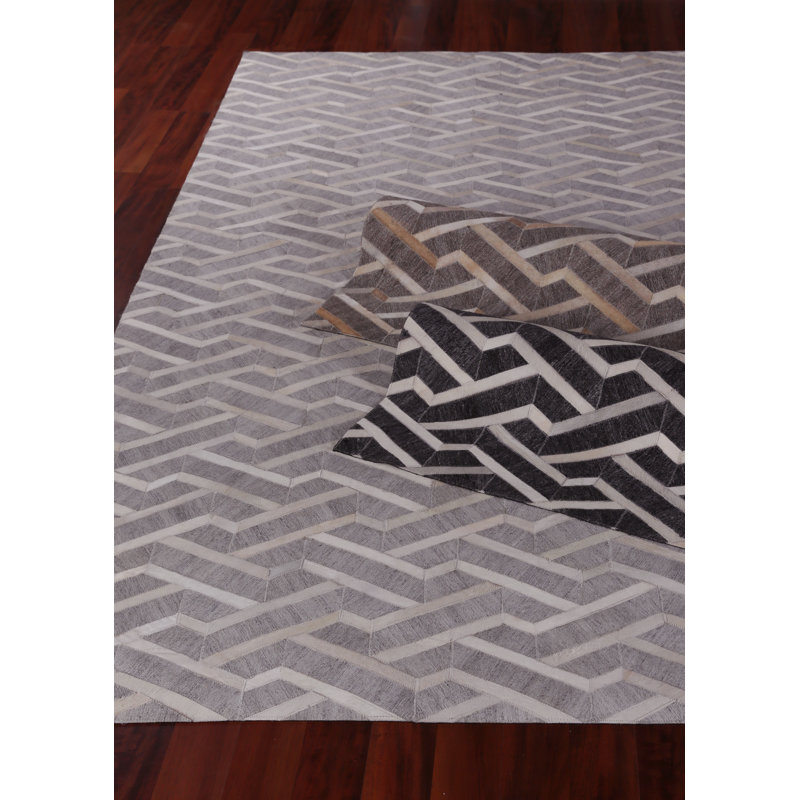 Berlin Cowhide Geometric Area Rug, Rectangle 5' x 8'