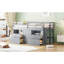 Lit mezzanine simple avec 4 tiroirs, sous l'armoire et les tablettes, gris