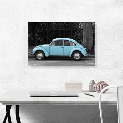 " Blue Volkswagen Beetle Bug Vintage Car "