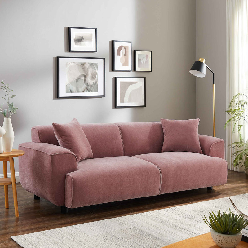 Wallas 231.1Cm Round Arms Sofa, Old Rosa Rayon/Viscose
