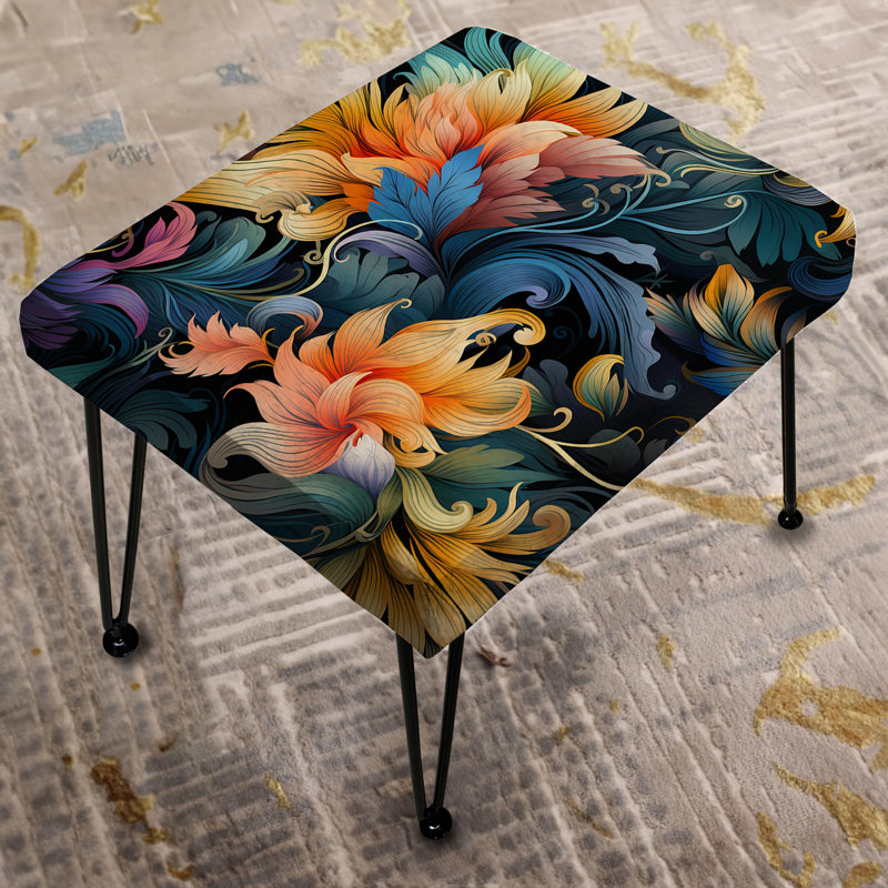 Boho Damask Summer Tropical Dreams - Floral Rectangle Ottoman