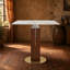 Rock Plaque de roche carrée de 850 mm, bureau Pandora de 12 mm, pilier en noyer, base de quincaillerie dorée, table de cuisine pour 2 personnes pour un petit espace, capacité de poids de 150 lb (seulement la table de Négociation)-779760988