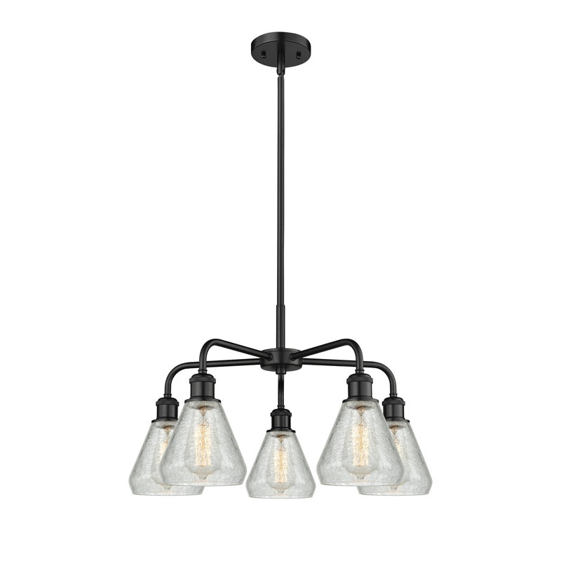 Lustre conique à 5 lumières Kotter, Noir mat