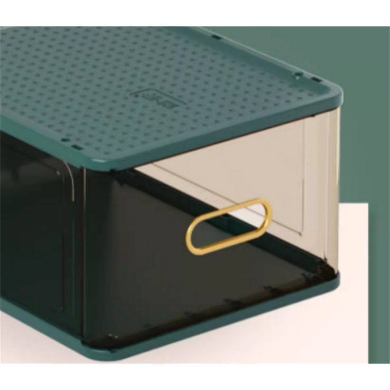 Shoe Box Storage Box Transparent Thickened(5 Pack), Green