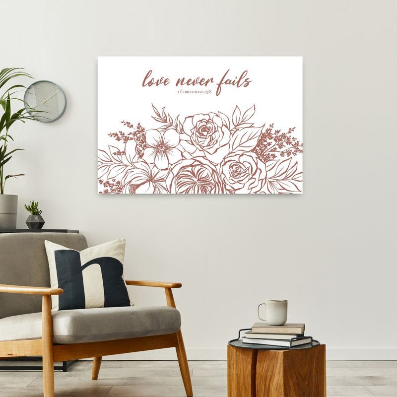 «Love Never Fails», art floral contemporain, H 24 po x l 36 po