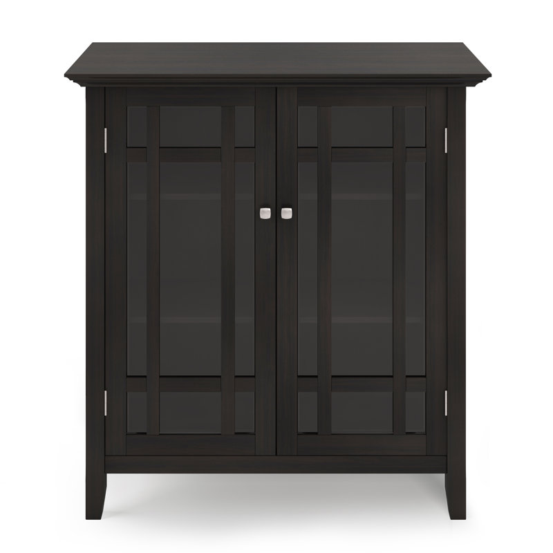 Bedford 39"W Solid Wood Transitional Medium Display Cabinet with Glass Doors and Adjustable Shelves, Hickory Brown