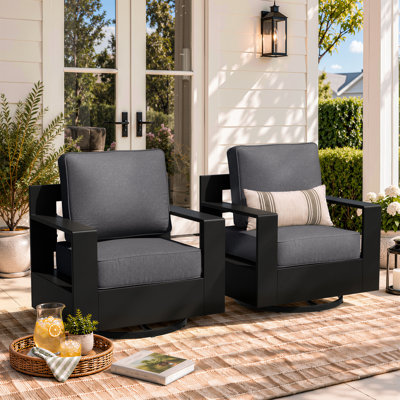 Eleanor Aluminum patio swivel rocker chairs with cushions（Set of 2）
