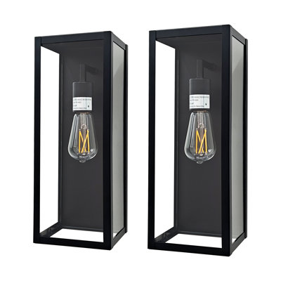 15’’ Outdoor Wall Light, 2 Pack Exterior Waterproof Wall Sconce With Clear Glass For Porch Entryway