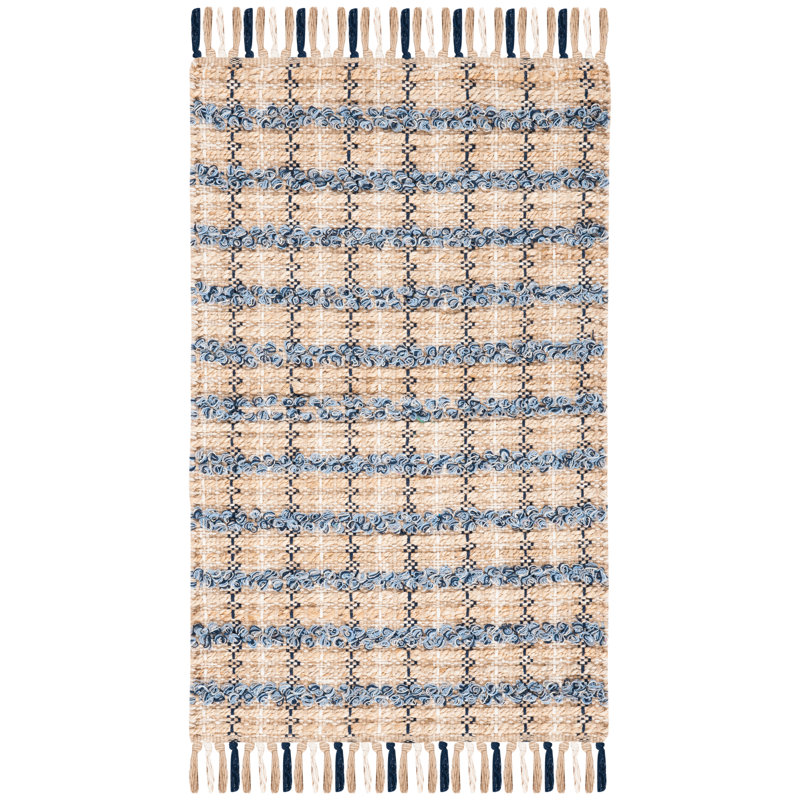 Olympe Hand Woven 0.85 Jute 0.15 Cotton Checkered Rug, Rectangle 4' x 6'