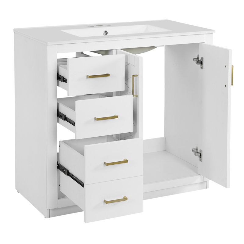 Meuble-lavabo 36 po avec lavabo en céramique, Blanc