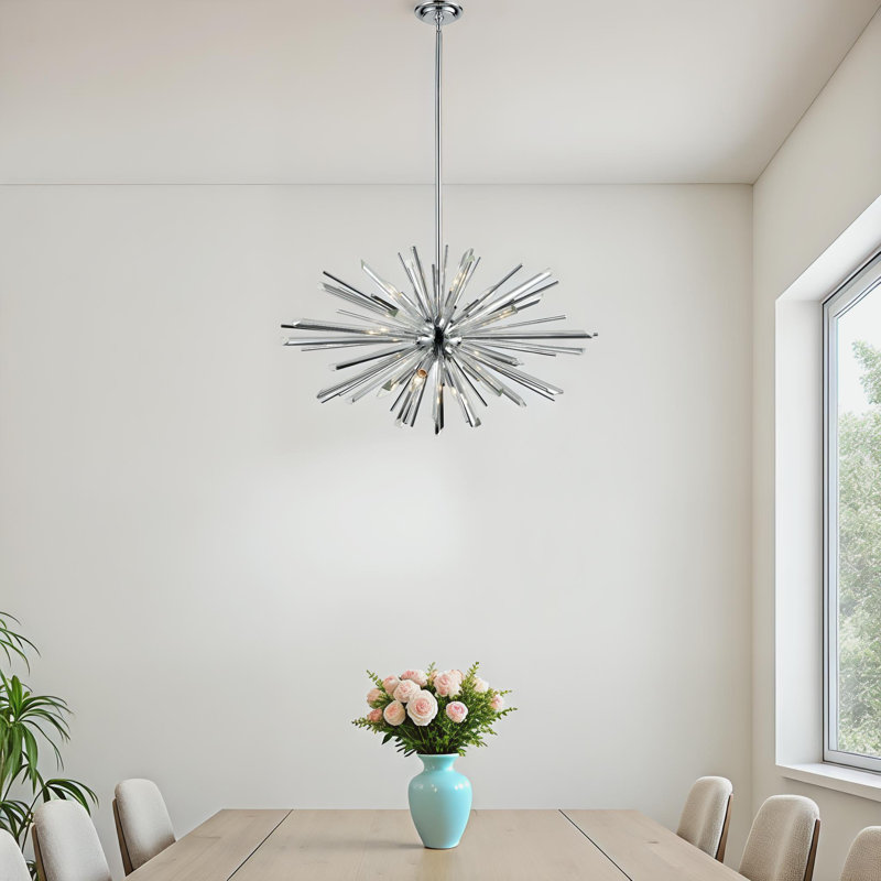 Lustre sphérique spoutnik à 8 lumières Bruna, Chrome poli