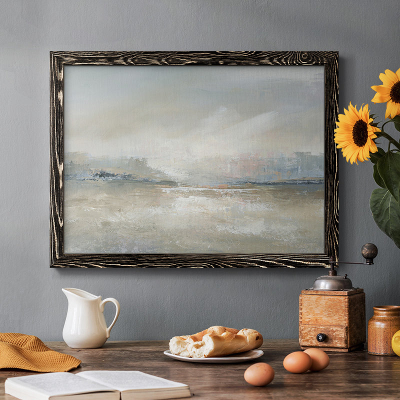 Horizon brume - toile tendue avec châssis rustique_47276, H 14 po x l 20 po, Noir