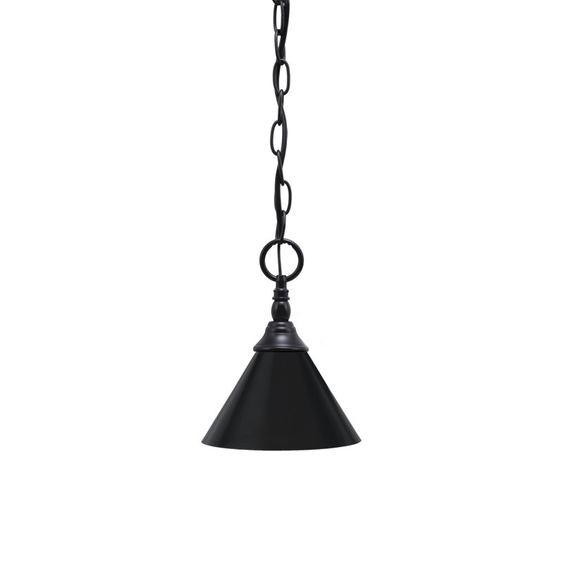 Mini-luminaire suspendu à chaîne avec abat-jour, Noir mat, Noir mat