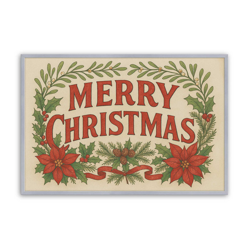 «Vintage Holiday Greetings», reproduction d'art, 16 po x 20 po, Chrome poli
