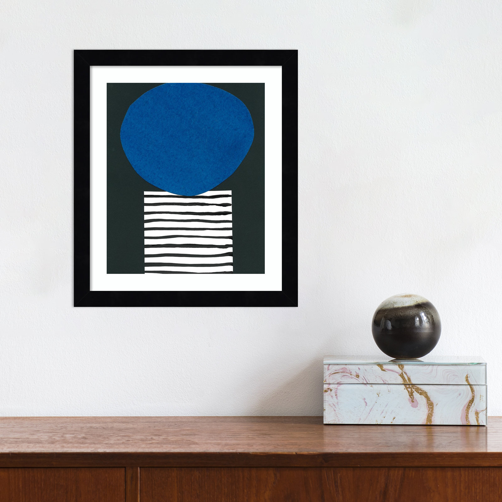 Zaley "Memphis in Blue V" Print, Black, 13" H x 12" W x 1" D