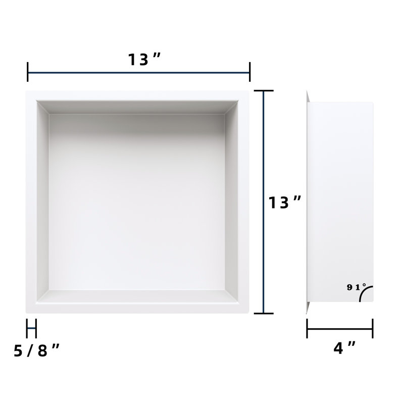 Niche de douche encastrée en acier inoxydable, Blanc / Blanc