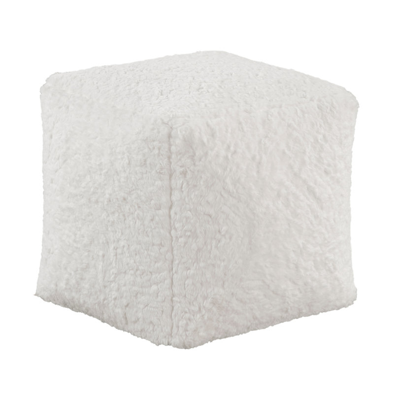 Pouf carré en fausse fourrure, jeton de sol antidérapant, avec fermeture à glissière, capacité de poids de 300 lb avec couche inférieure,