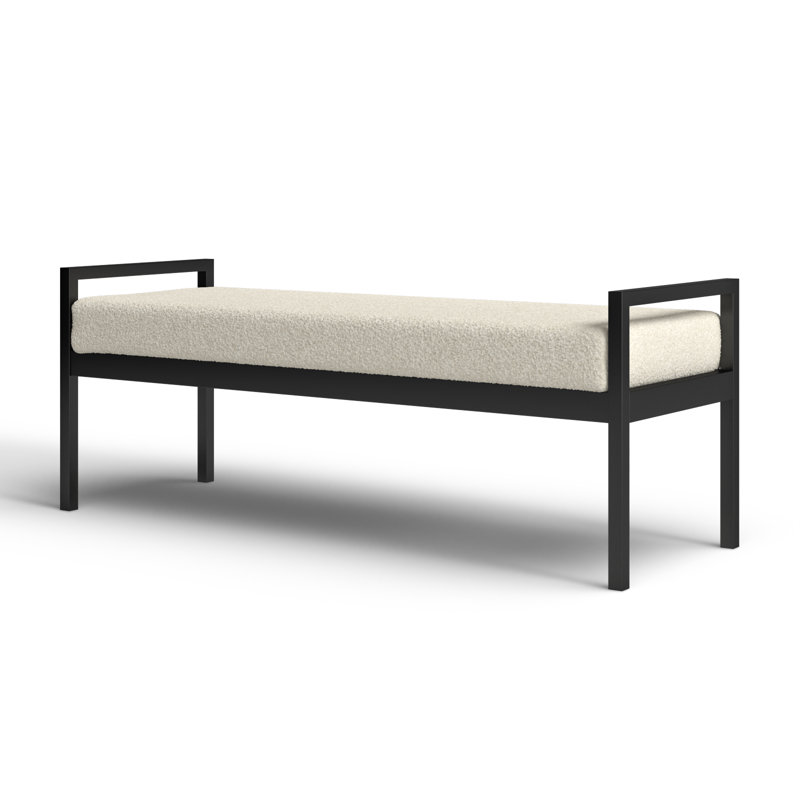 Loxe Teddy Upholstered Bench, Cream Boucle