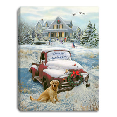 Happy Holidays 8x6 Mini Lighted Easel Back Canvas