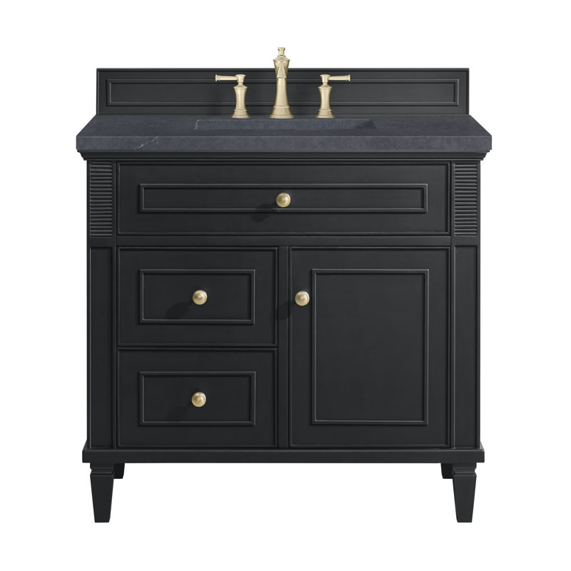Lorelai 36'' W Single Vanity, Charcoal Soapstone, Black Onyx, 8" Widespread