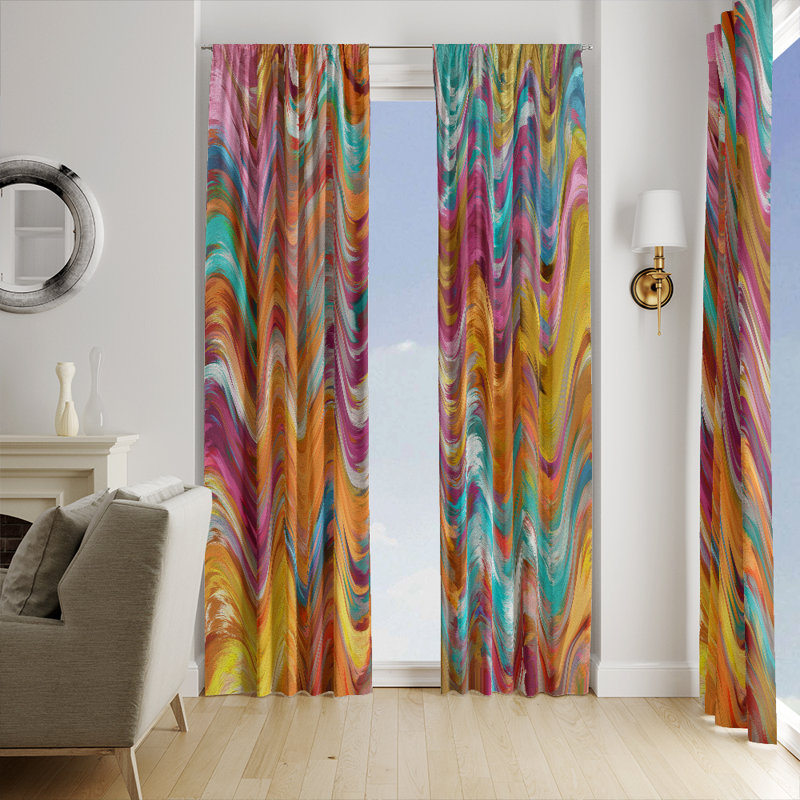Panneaux de rideaux semi-transparents abstraits, L 40 po x L 61 po