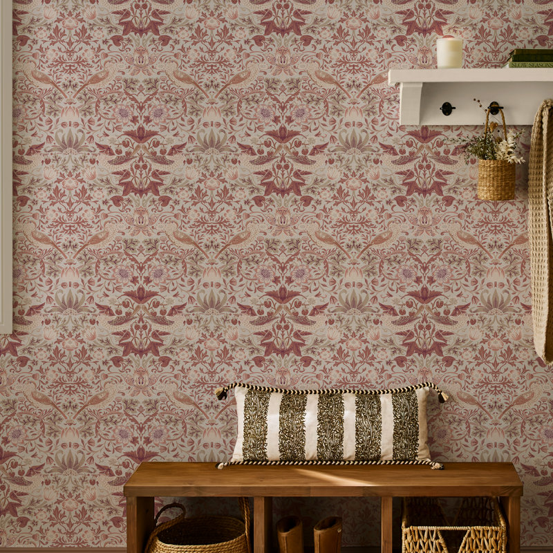 William Morris at Home Strawberry Thief Sienna Wallpaper